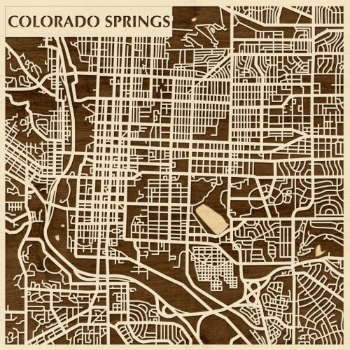 Colorado Springs 3D fa várostérkép fali dekoráció – Natura Products
