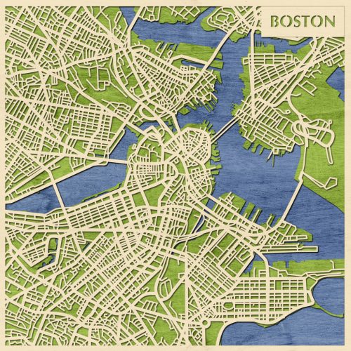 Boston 3D fa várostérkép fali dekoráció – Natura Products