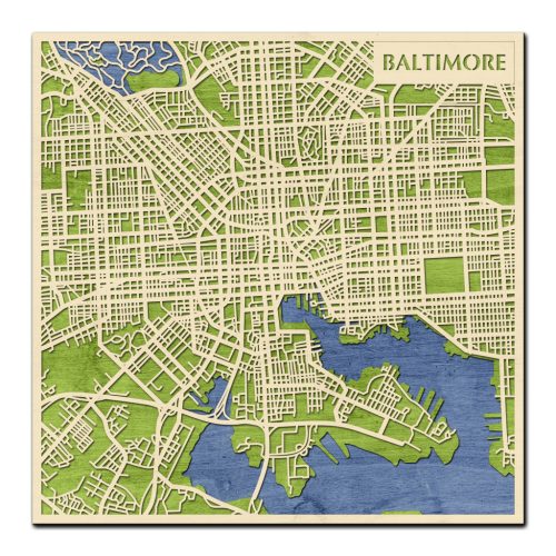 Baltimore 3D fa várostérkép fali dekoráció – Natura Products