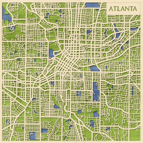 Atlanta 3D fa várostérkép fali dekoráció – Natura Products