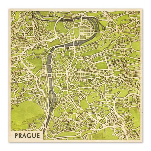 Prága – Praha 3D fa várostérkép fali dekoráció – Natura Products