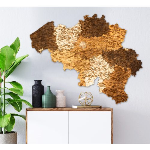 Natura Products - Belgium 3D Fa Puzzle Térkép - Elegáns Fali Dekoráció