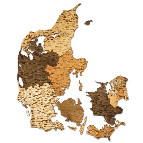 Natura Products - Dánia 3D Fa Puzzle Térkép - Elegáns Fali Dekoráció