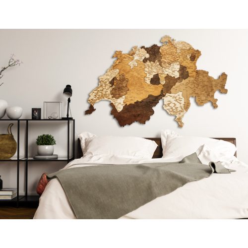 Natura Products - Svájc 3D Fa Puzzle Térkép - Elegáns Fali Dekoráció