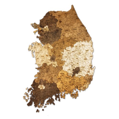 Natura Products - Dél-Korea 3D Fa Puzzle Térkép - Elegáns Fali Dekoráció