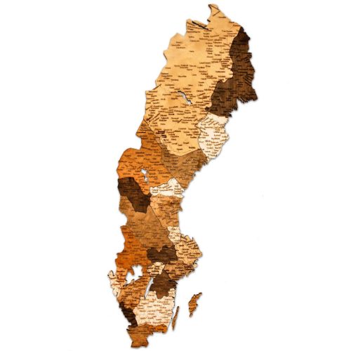 Natura Products - Svédország 3D Fa Puzzle Térkép - Elegáns Fali Dekoráció